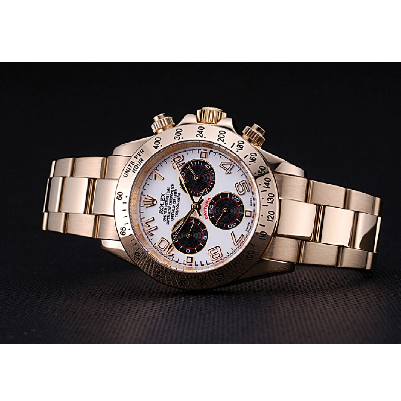 Good copy rolex watches White Rolex Black Daytona Cosmograph Gold 622548 Subdials with Bracelet 0520